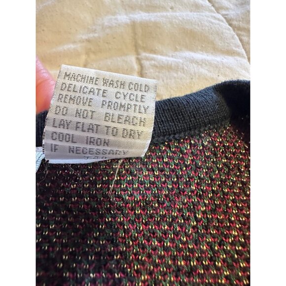 VTG 80s 90s Tapestry-Jumper Sweater Shoulder pads Retro cotton blend Mardi Gras - Picture 15 of 16